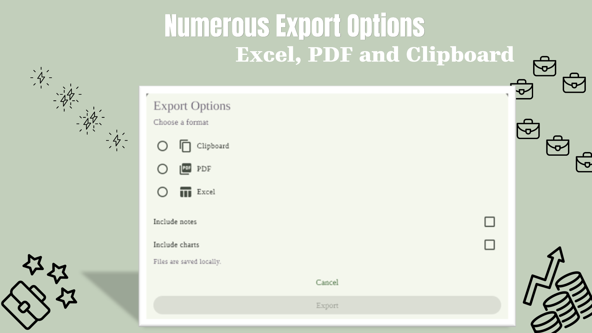 Export options dialog
